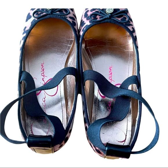 Jessica Simpson Madison Animal Print Crisscross Ankle Ballet Flat Shoes Sz 4M - Picture 8 of 14